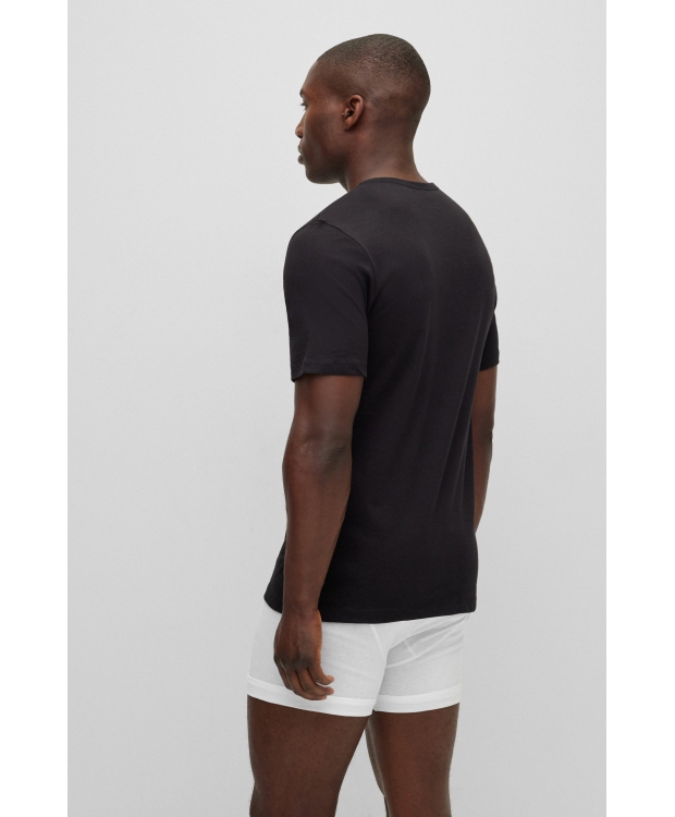 BOSS 3pak T-shirts med økologisk bomuld i hvid, mørkeblå og sort til herre. billede 5