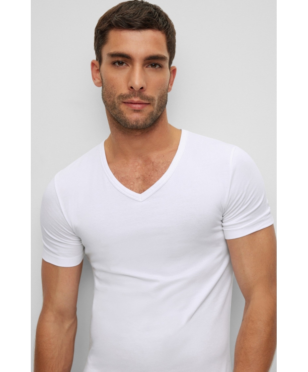 BOSS 2pak T-shirts med V-hals i hvid til herre.