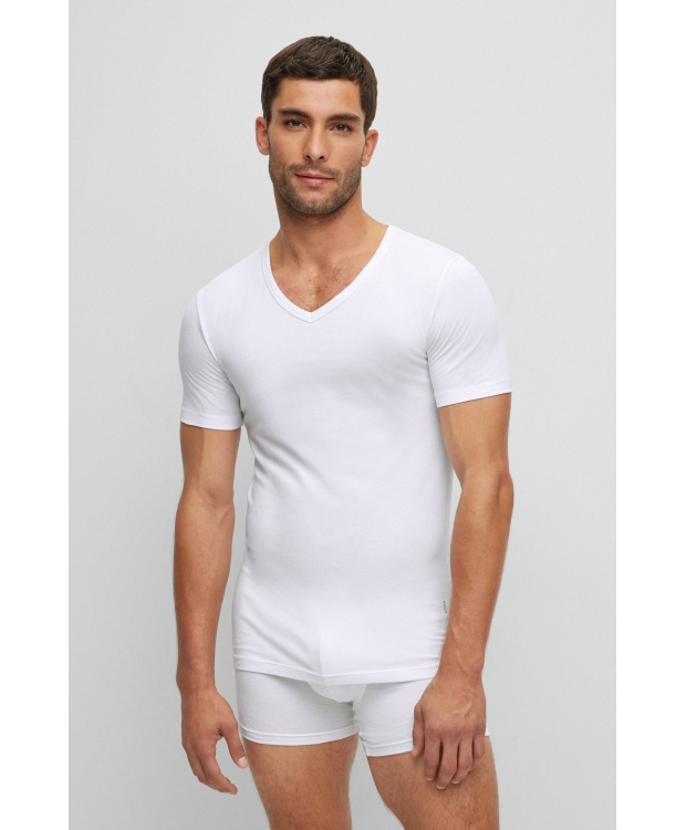 BOSS 2pak T-shirts med V-hals i hvid til herre. billede 3