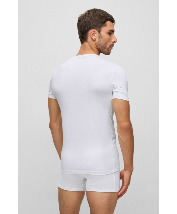 BOSS 2pak T-shirts med V-hals i hvid til herre. billede 4