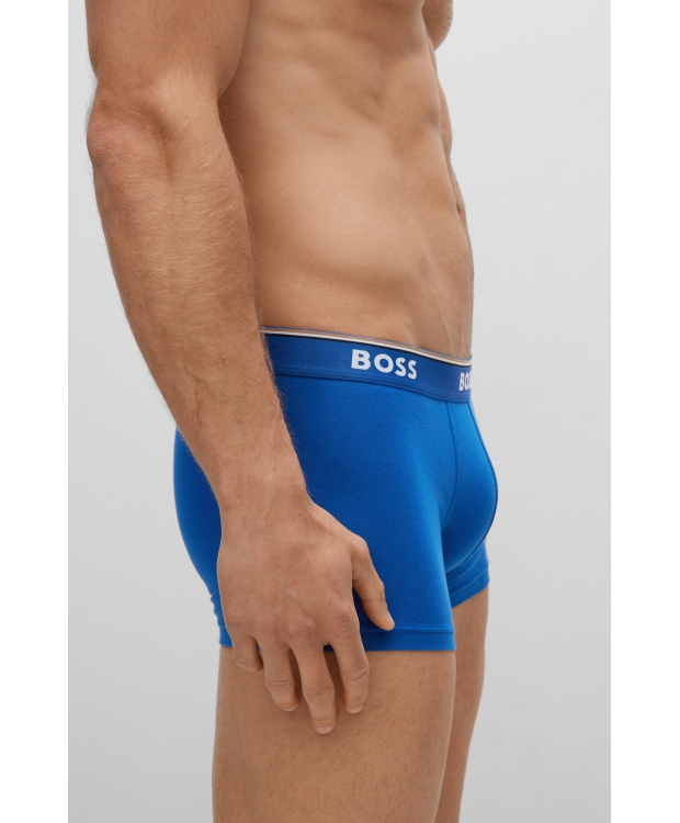 BOSS 3pak underbukser/boksershorts med stræk og logo-linning i blå, bordeauxrød & navy til herre. billede 5