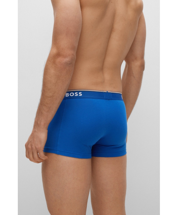 BOSS 3pak underbukser/boksershorts med stræk og logo-linning i blå, bordeauxrød & navy til herre. billede 4