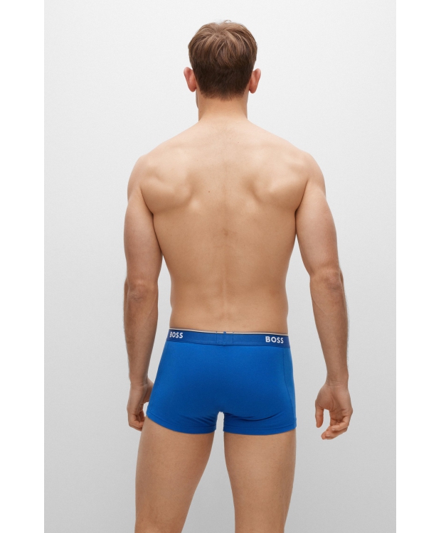 BOSS 3pak underbukser/boksershorts med stræk og logo-linning i blå, bordeauxrød & navy til herre. billede 7