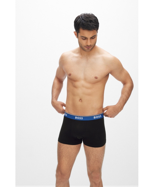 BOSS 3pak underbukser/boksershorts med stræk og logo-linning i sort til herre. billede 4
