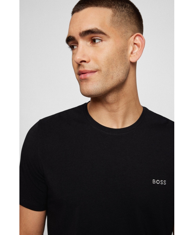 BOSS T-shirt med bomuld & kontrasterende logo i sort til herre. billede 3