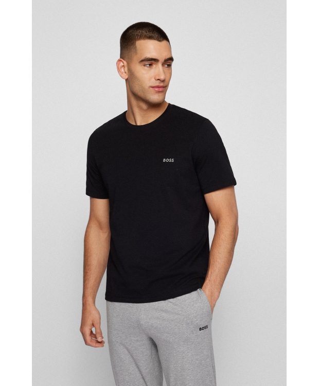 BOSS T-shirt med bomuld & kontrasterende logo i sort til herre. billede 4