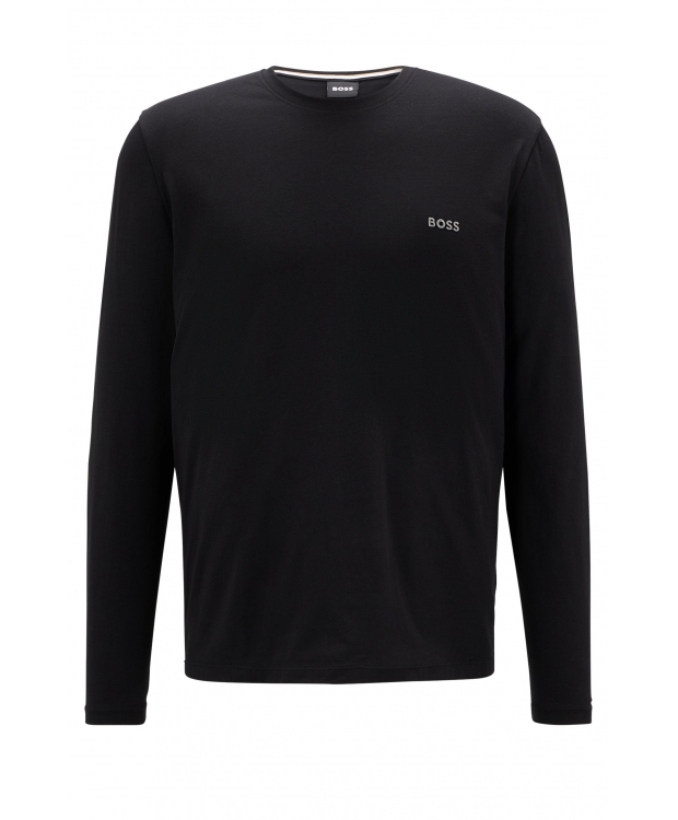 BOSS langærmet t-shirt lavet af økologisk bomuld i sort til herre.