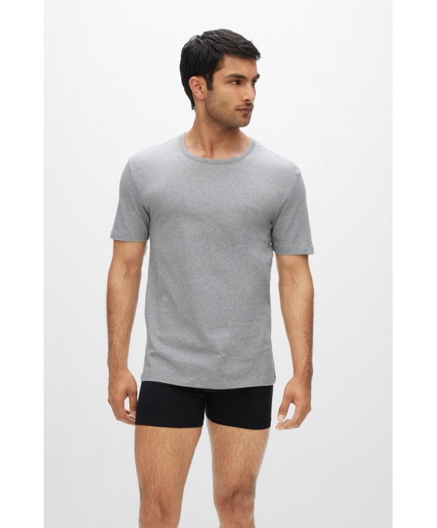 BOSS 3pak t-shirts med økologisk bomuld i sort, grå og hvid til herre. billede 5
