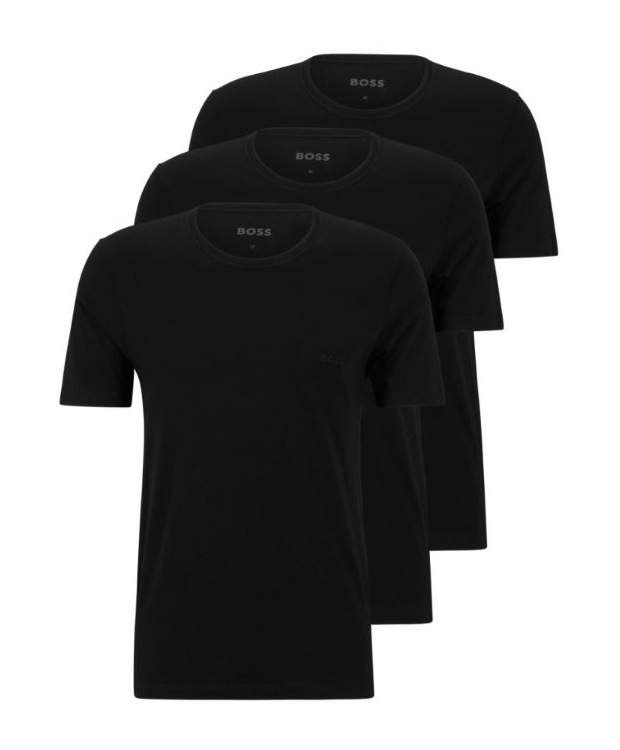BOSS 3pak t-shirts med økologisk bomuld i sort til herre