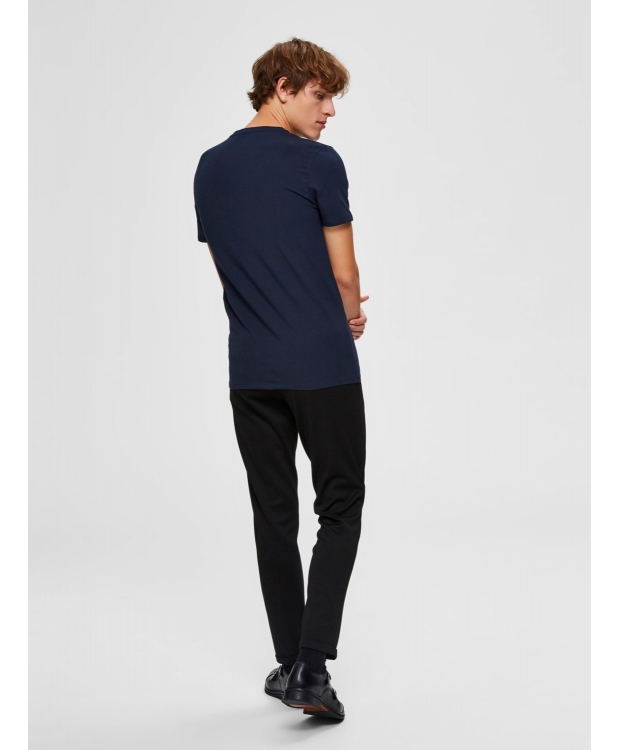 Selected t-shirt med økologisk bomuld i navy blazer til herre billede 3
