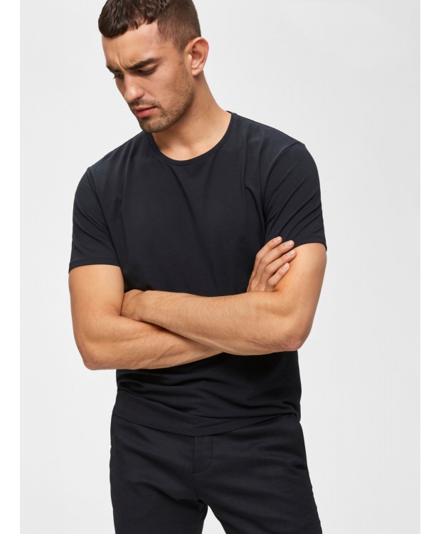Selected t-shirt med økologisk bomuld i sort til herre billede 4