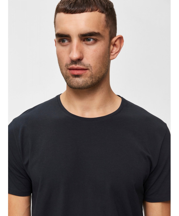 Selected t-shirt med økologisk bomuld i sort til herre billede 5