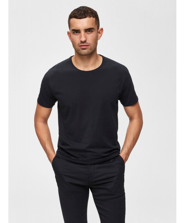 Selected t-shirt med økologisk bomuld i sort til herre billede 6