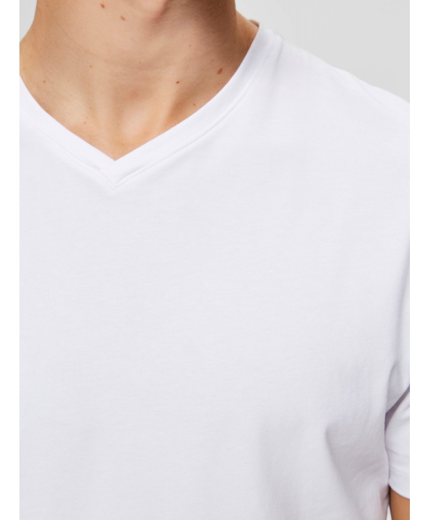 Selected t-shirt med v-hals i bright white til herre billede 5