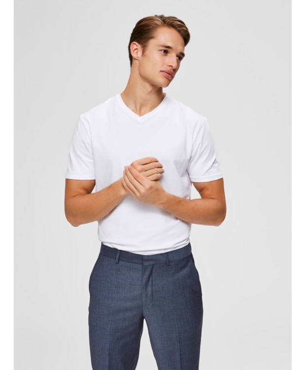 Selected t-shirt med v-hals i bright white til herre billede 6