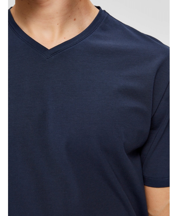 Selected t-shirt med v-hals i navy blazer til herre billede 5
