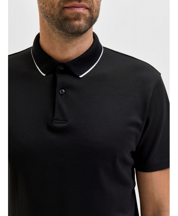 Selected kortærmet coolmax polo i sort til herre billede 4