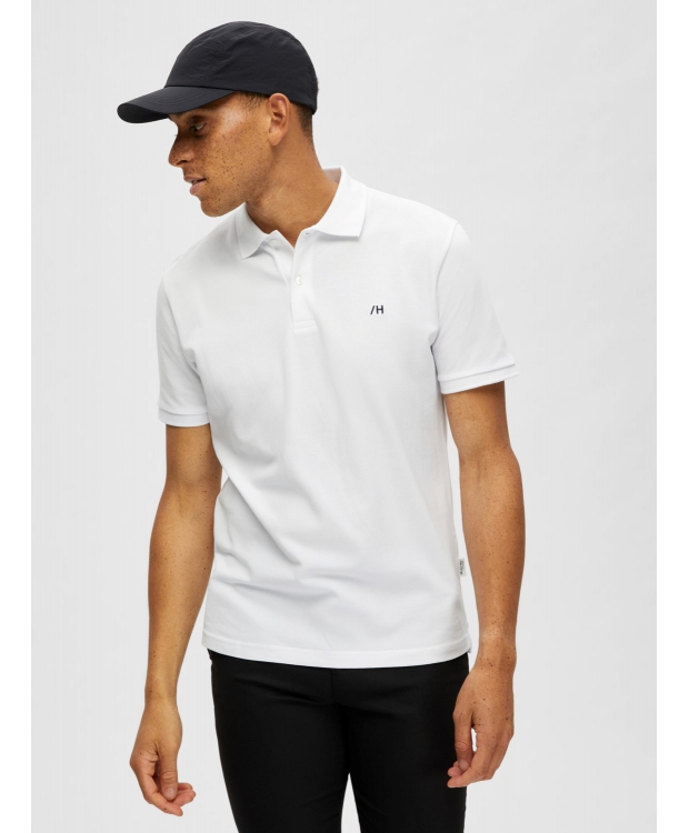 Selected klassisk polo i bright white til herre billede 3