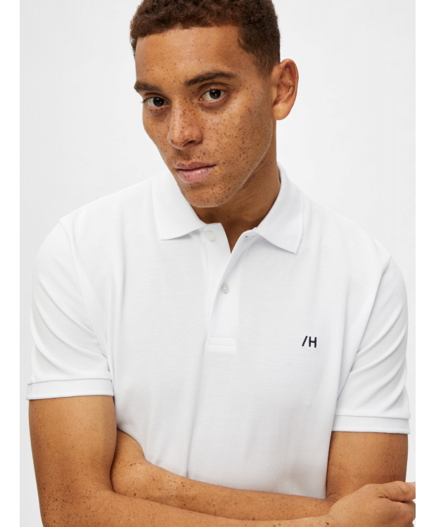 Selected klassisk polo i bright white til herre billede 4