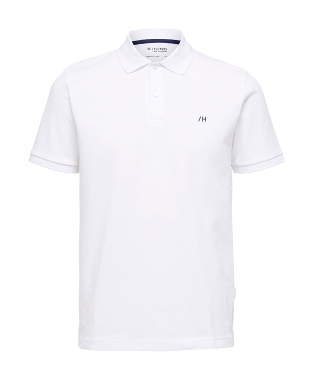 Selected klassisk polo i bright white til herre