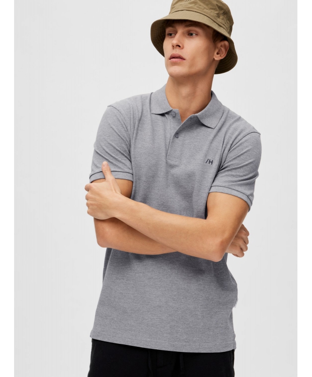 Selected klassisk polo i medium grey melange til herre billede 3
