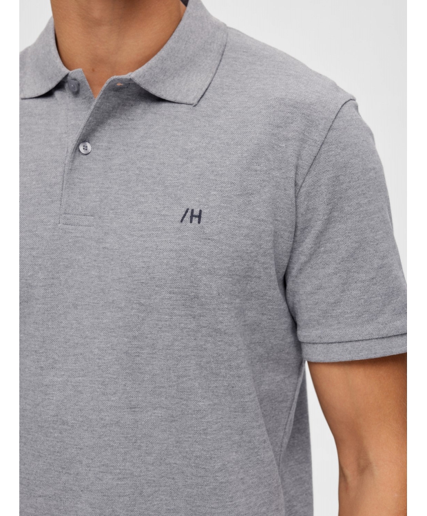 Selected klassisk polo i medium grey melange til herre billede 4