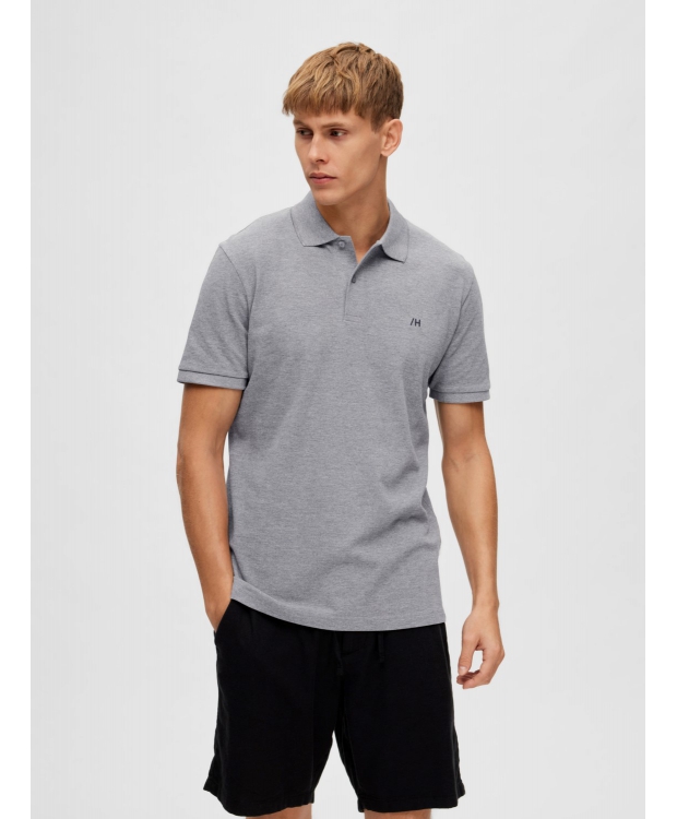 Selected klassisk polo i medium grey melange til herre billede 5