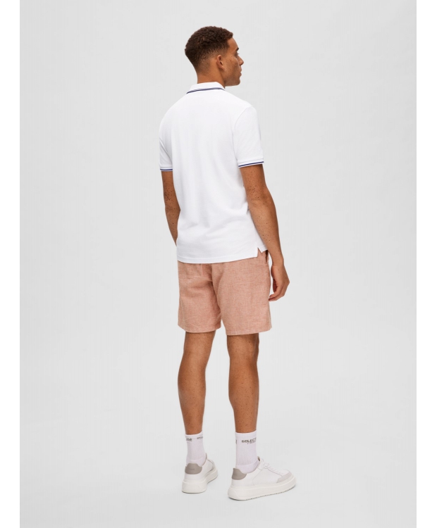 Selected kortærmet polo med økologisk bomuld i bright white til herre billede 3