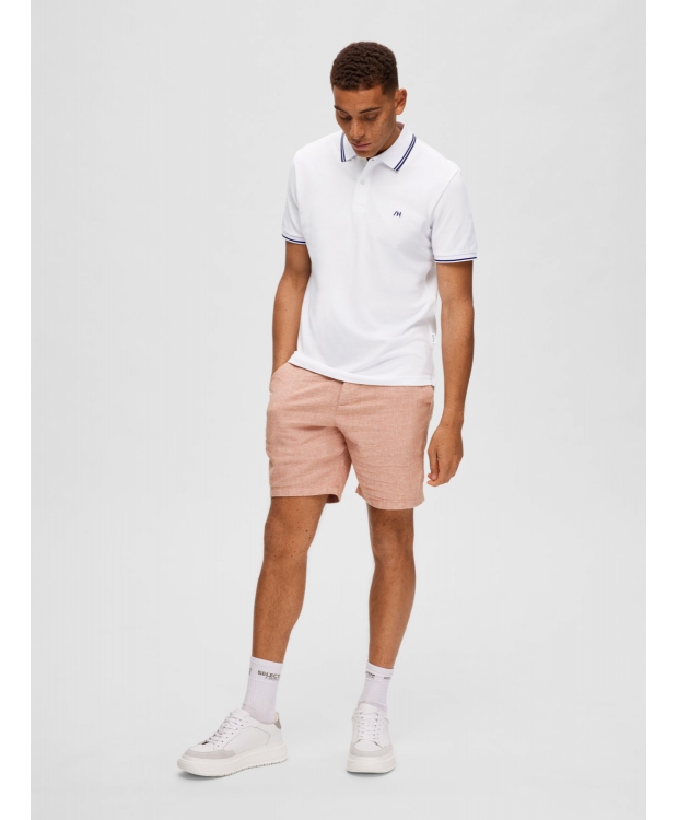 Selected kortærmet polo med økologisk bomuld i bright white til herre billede 6