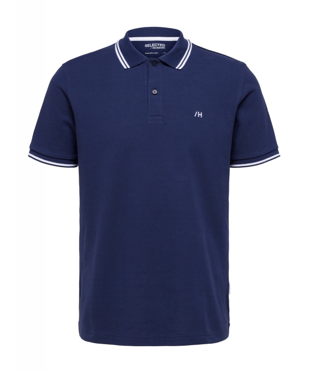 Selected kortærmet polo med økologisk bomuld i navy blazer til herre