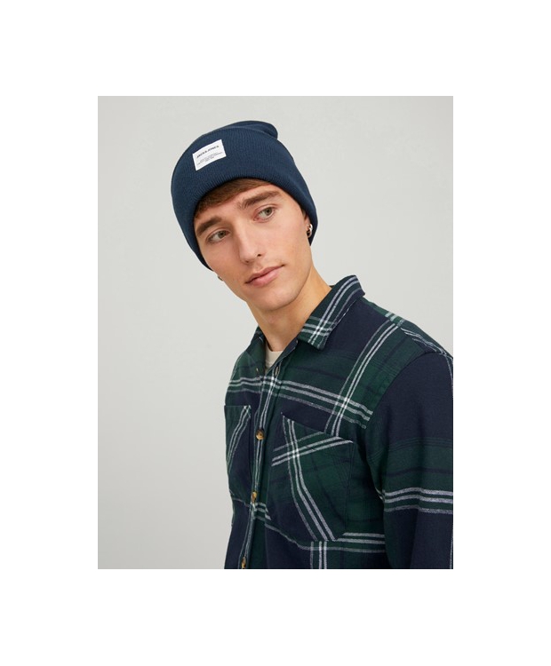 Jack & Jones strikhue i navy til herre billede 4