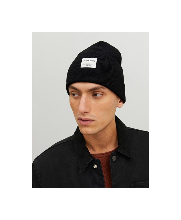 Jack & Jones strikhue i sort til herre billede 4