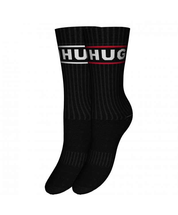 HUGO 2pak bomuldsstrømper i sort m. logo til kvinder. billede 3