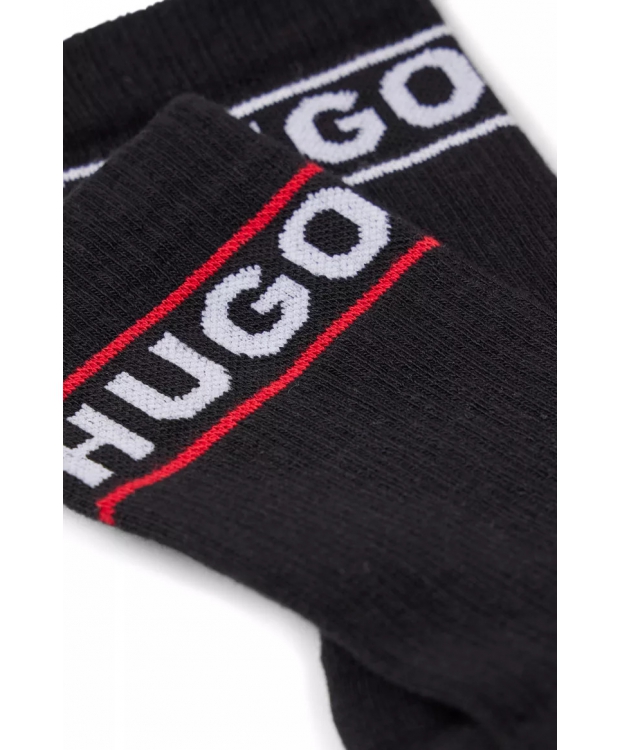 HUGO 2pak bomuldsstrømper i sort m. logo til kvinder.