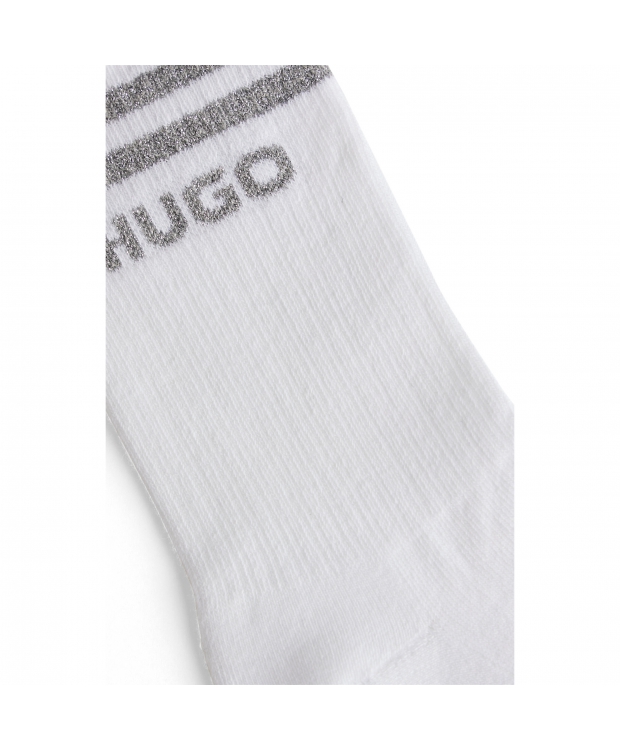HUGO 3pak bomuldsstrømper i hvid med logo til kvinder billede 3