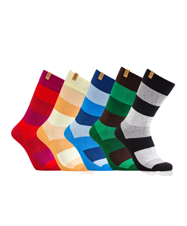 iZ Sock 5 pak bambusstrømper med brede striber