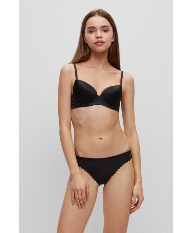 HUGO 3pak microfiber briefs med blonder i sort til kvinder