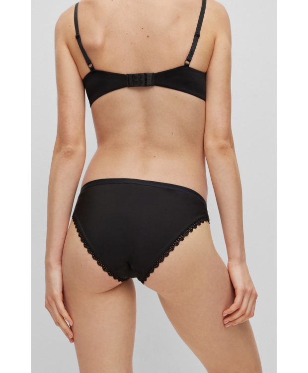 HUGO 3pak microfiber briefs med blonder i sort til kvinder billede 5