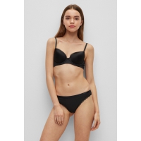 HUGO 3pak microfiber thongs m. blonder i sort til kvinder