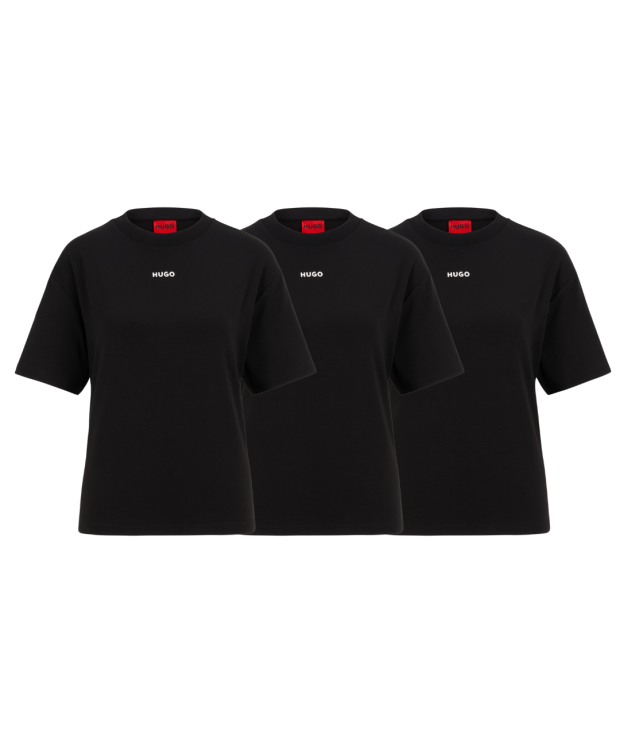 HUGO 3pak T-shirts med rund hals i sort til kvinder | Stretch jersey