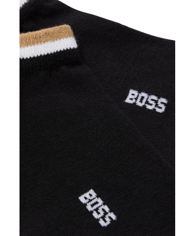 BOSS 2pak ankelstrømper i sort med signaturstribe til herre