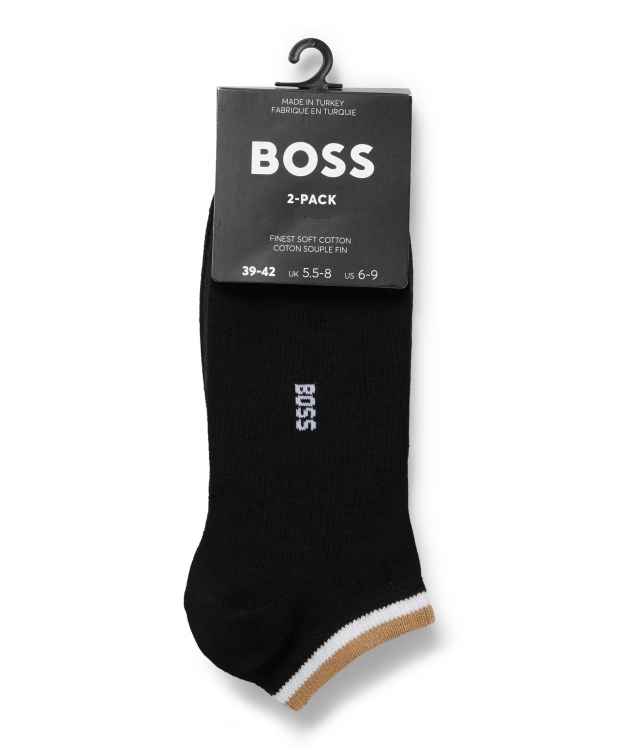 BOSS 2pak ankelstrømper i sort med signaturstribe til herre billede 3