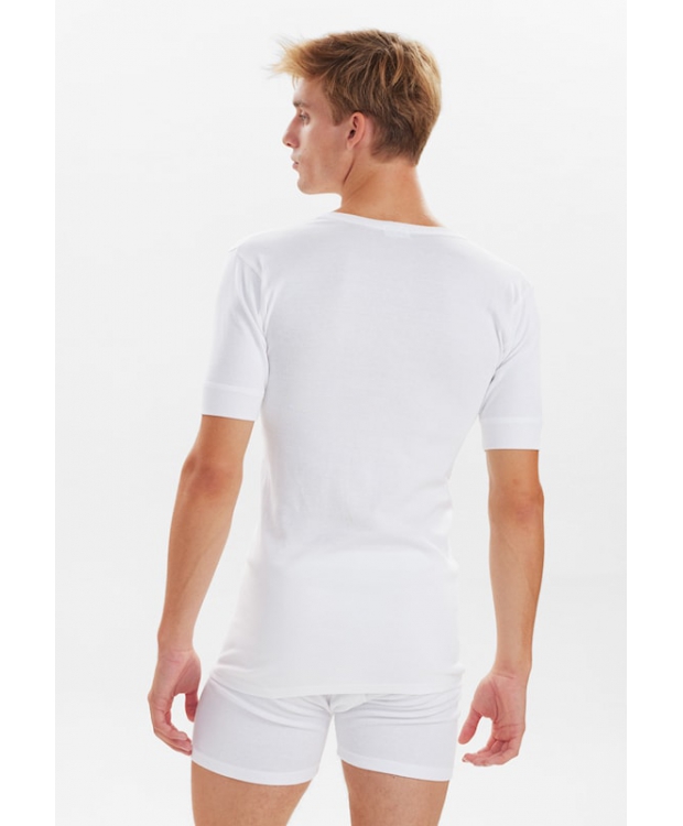 JBS bomulds t-shirt i hvid med V-hals til herre