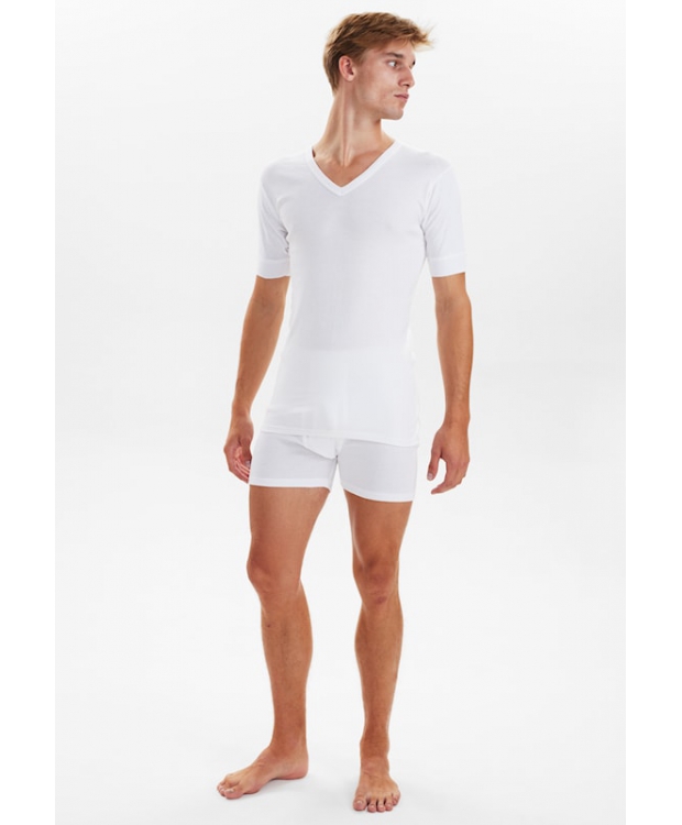 JBS bomulds t-shirt i hvid med V-hals til herre billede 3