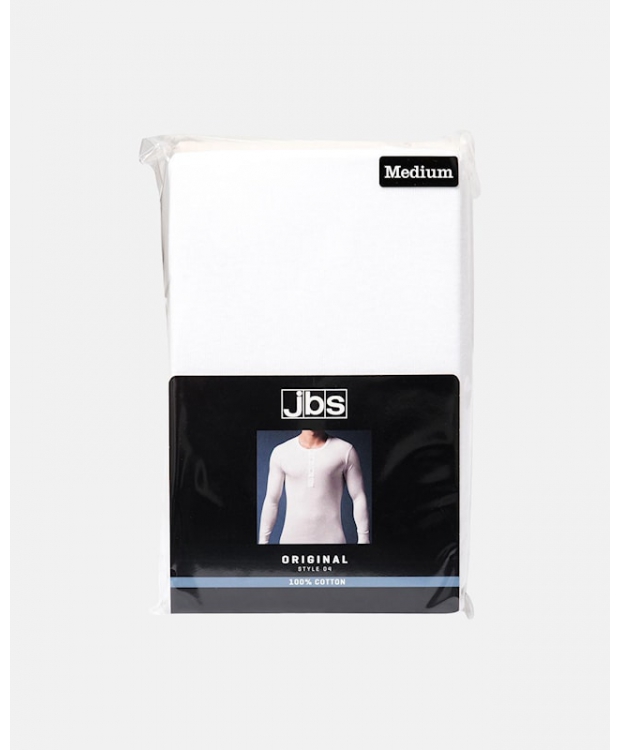 JBS langærmet bomulds t-shirt i hvid med knapper til herre billede 7
