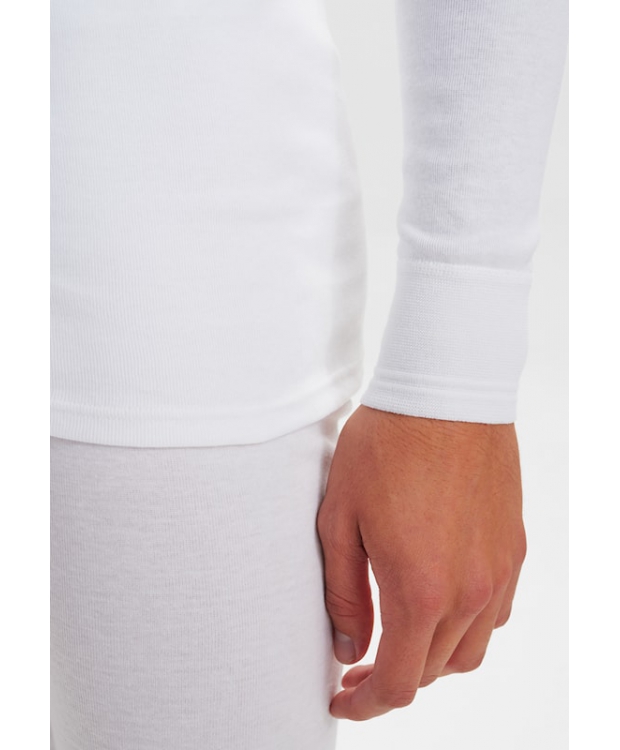 JBS langærmet bomulds t-shirt i hvid med knapper til herre billede 4