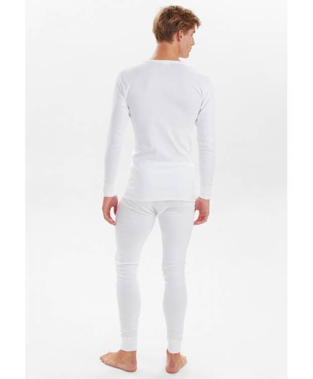 JBS langærmet bomulds t-shirt i hvid med knapper til herre billede 6