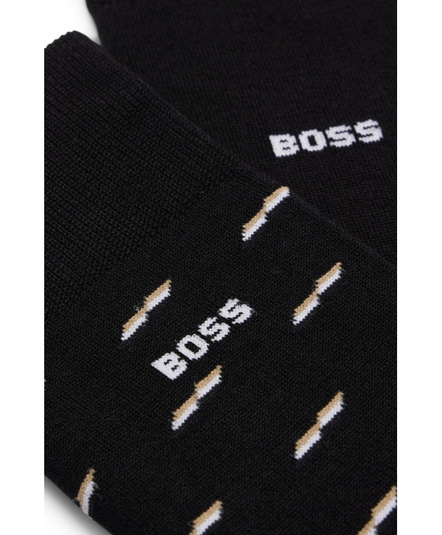 BOSS 2pak bomuldsstrømper i sort & signaturfarver til herre.