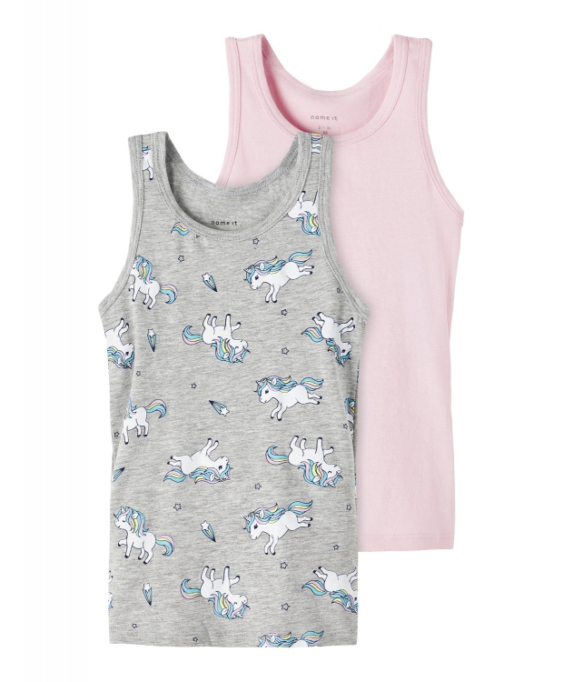 Name it 2-pak undertrøje/tank top i lyserød & grå til piger