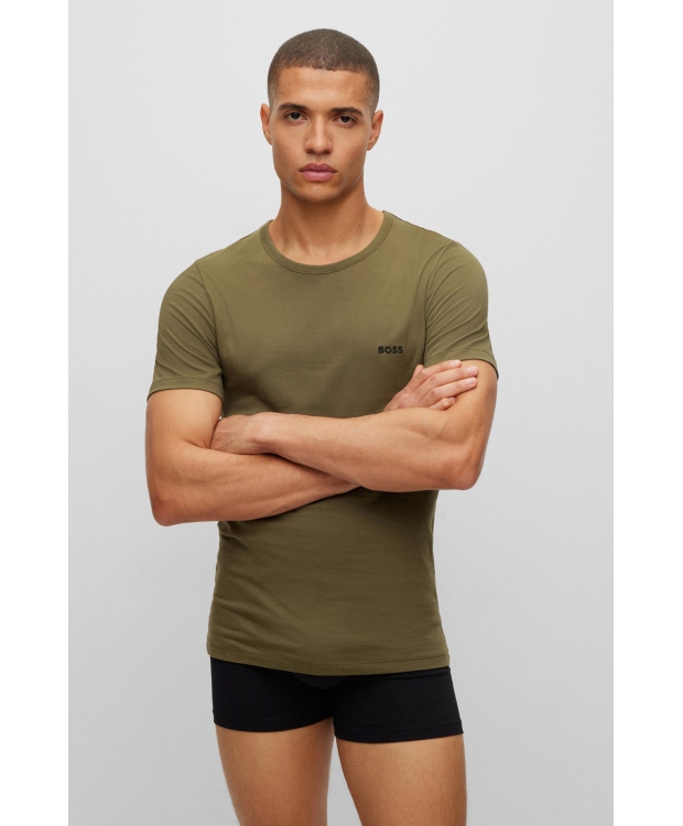 BOSS 3pak t-shirts med økologisk bomuld i forskellige farver til herre. billede 4